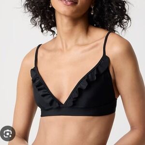 NEW J. Crew Factory Ruffle French Bikini Top Black XS
